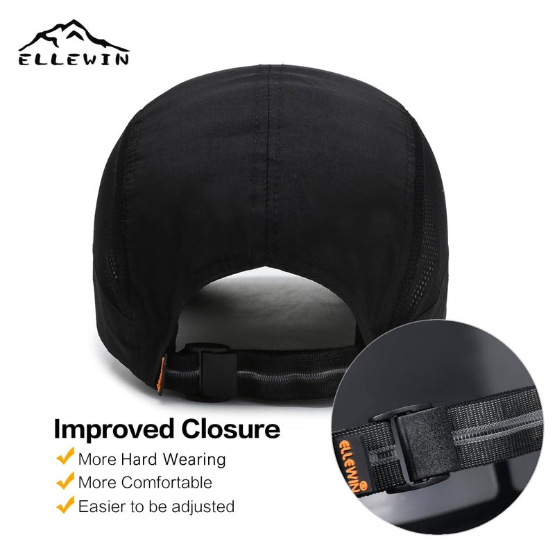 ELLEWIN Men's Baseball Cap UPF50 Hat W/Foldable Long Large Bill,One Size,Black MZ0010GRY1 - Image 5